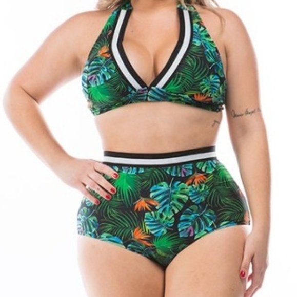 Tropical High Waisted Two Piece Swimsuit - Picture 5 of 10